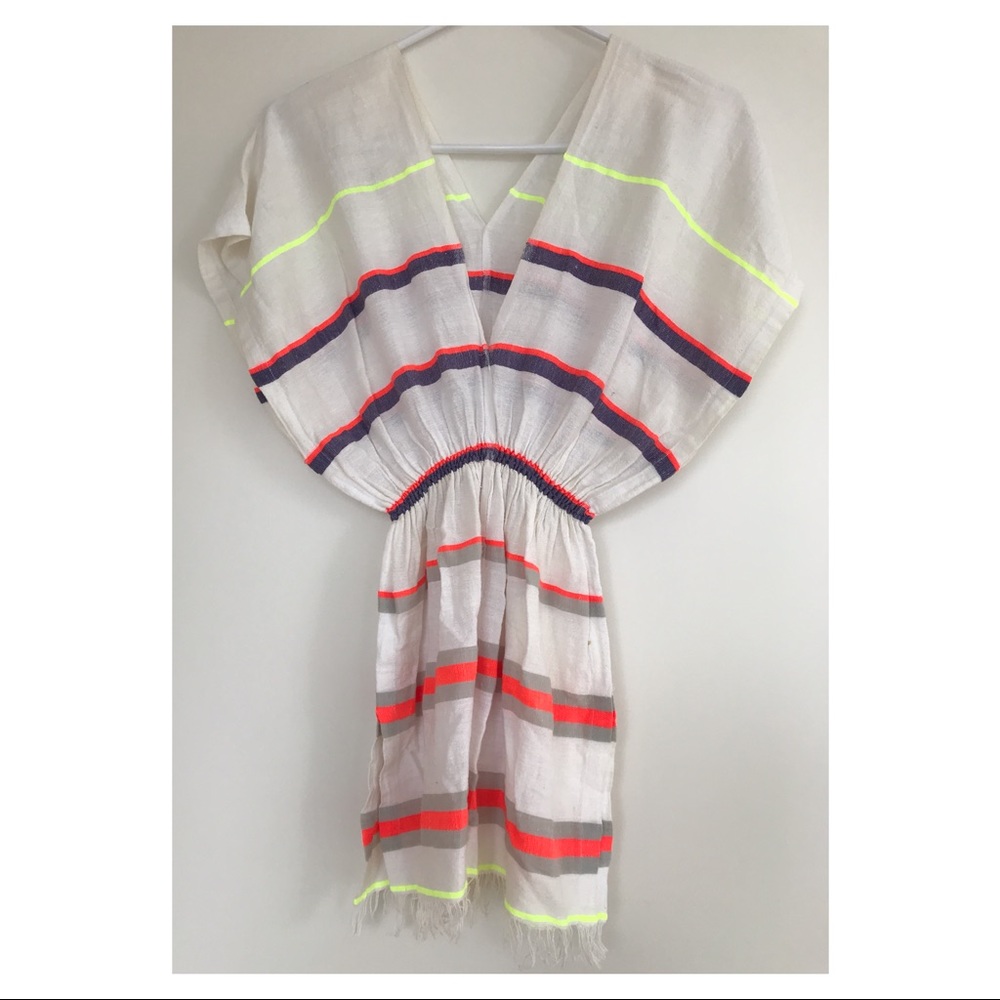 LemLem Striped Frayed Cotton-Blend Tunic Cover-Up